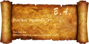 Barka Agenór névjegykártya